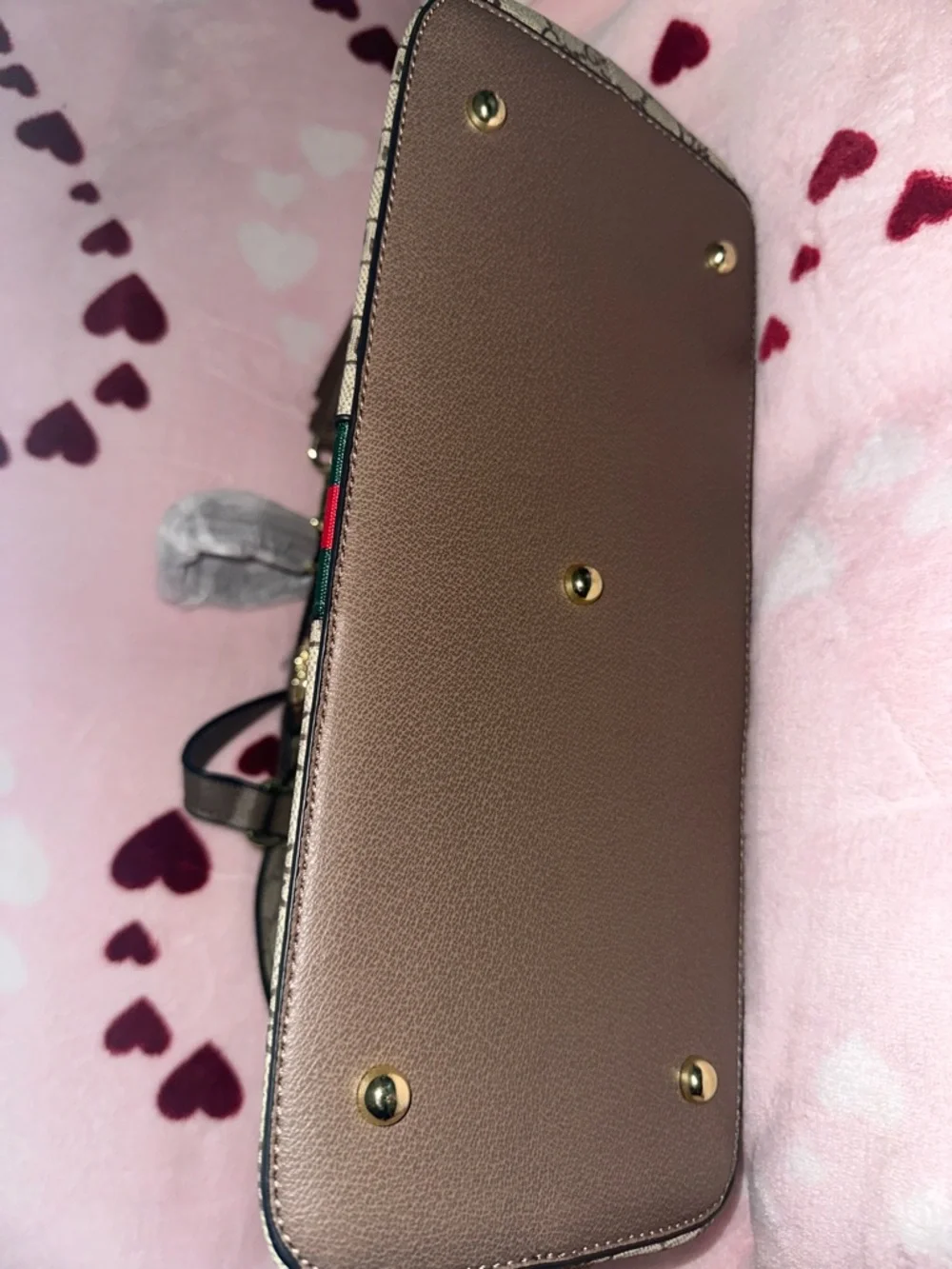 Beige GG Supreme Dome Satchel with Green-Red Web Stripe - Picture 8 of 11